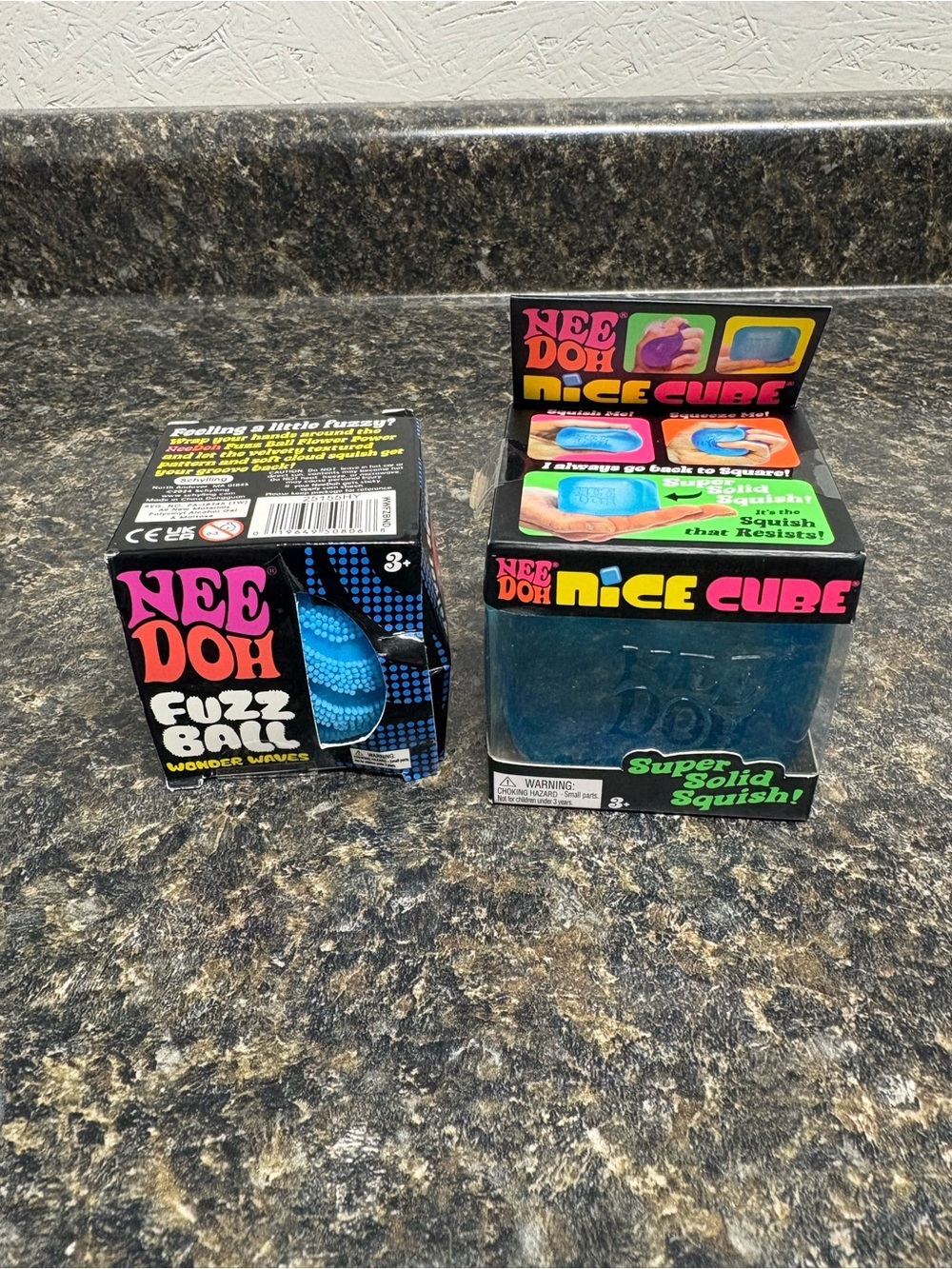 NeeDoh Bundle! Nice Cube & Fuzz Ball Blue Squish Toys